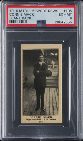 Lot #9075  1916 M101-5 Sporting News #105 Connie Mack PSA EX-MT 6 - Image 1