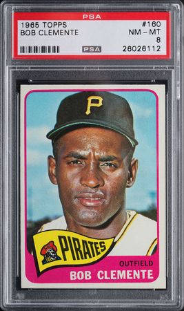 Lot #9147  1965 Topps #160 Roberto Clemente PSA NM-MT 8 - Image 1
