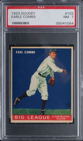 Lot #9084  1933 Goudey #103 Earle Combs PSA NM 7 - Image 1