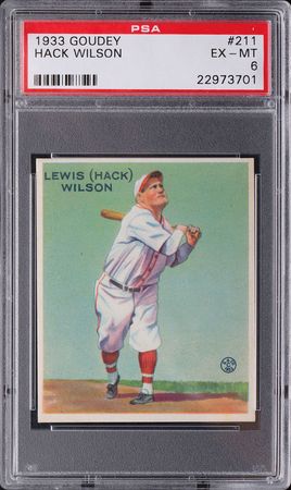 Lot #9092  1933 Goudey #211 Hack Wilson PSA EX-MT 6 - Image 1