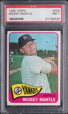 Lot #9146  1965 Topps #350 Mickey Mantle PSA NM 7 - Image 1