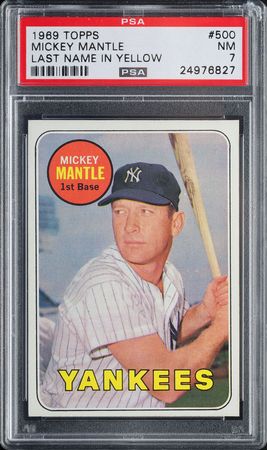 Lot #9156  1969 Topps #500 Mickey Mantle PSA NM 7 - Image 1