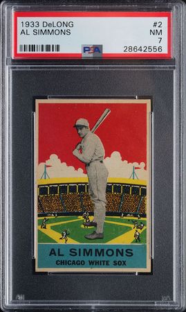 Lot #9083  1933 DeLong #2 Al Simmons PSA NM 7 - Image 1