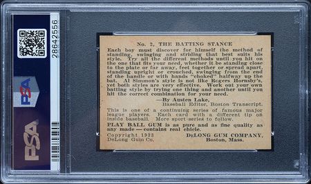 Lot #9083  1933 DeLong #2 Al Simmons PSA NM 7 - Image 2