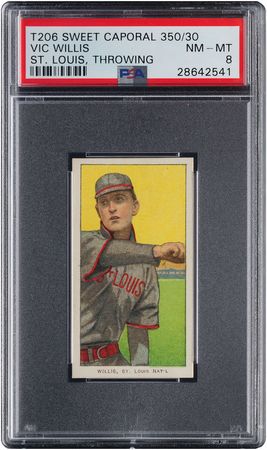 Lot #9054  T206 Sweet Caporal 350/30 Vic Willis PSA NM-MT 8 - Image 1