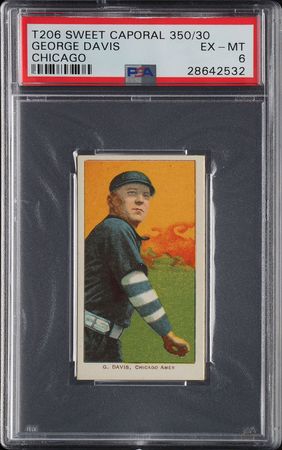 Lot #9053  T206 Sweet Caporal 350/30 George Davis PSA EX-MT 6 - Image 1