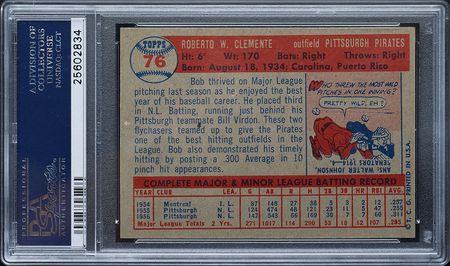 Lot #9130  1957 Topps #76 Roberto Clemente PSA NM 7 - Image 2