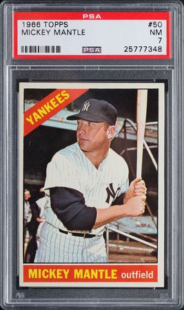 Lot #9149  1966 Topps #50 Mickey Mantle PSA NM 7 - Image 1