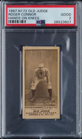 Lot #9007  1887 N172 Old Judge Roger Connor 'Hands on Knees' PSA GOOD 2 - Image 1