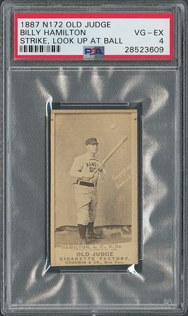 Lot #9002  1887 N172 Old Judge Billy Hamilton PSA