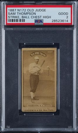 Lot #9008  1887 N172 Old Judge Sam Thompson PSA Good 2 - Image 1