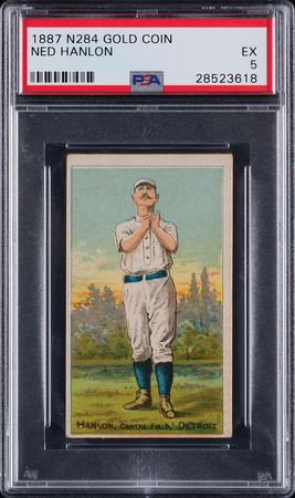 Lot #9011  1887 N284 Gold Coin Ned Hanlon PSA EX 5 - Image 1