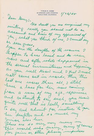 Lot #9249 Ty Cobb Autograph Letter Signed - Image 1