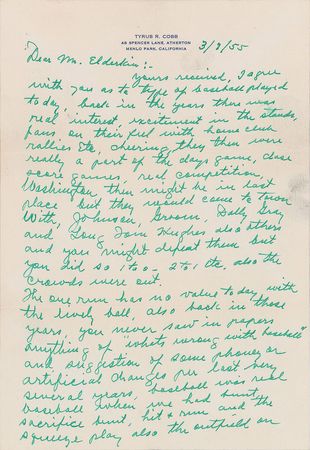 Lot #9250 Ty Cobb Autograph Letter Signed - Image 1