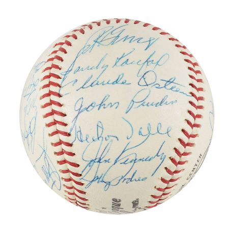 Lot #9276  LA Dodgers 1965 Signed Baseball - Image 3