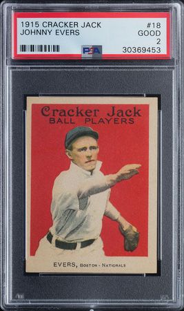 Lot #9065  1915 Cracker Jack #18 Johnny Evers PSA GOOD 2 - Image 1