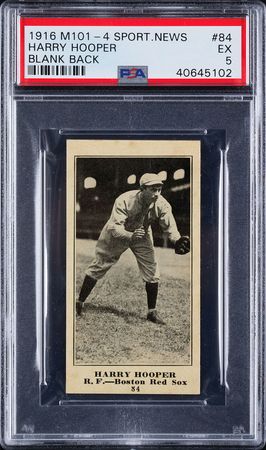 Lot #9074  1916 M101-4 Sporting News #84 Harry Hooper PSA EX 5 - Image 1