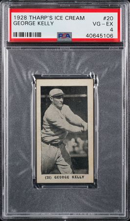Lot #9082  1928 Tharp's Ice Cream #20 George Kelly PSA VG-EX 4 - Image 1