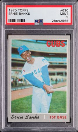 Lot #9157  1970 Topps #630 Ernie Banks PSA MINT 9 - Image 1