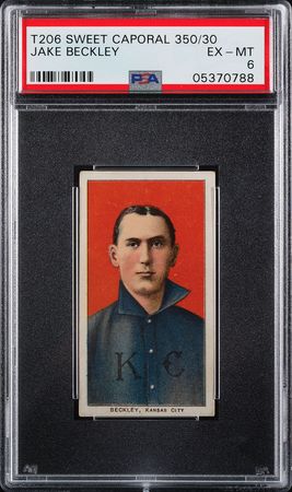 Lot #9055  T206 Sweet Caporal 350/30 Jake Beckley PSA EX-MT 6 - Image 1