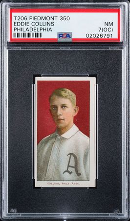 Lot #9045  T206 Piedmont 350 Eddie Collins PSA NM 7 (OC) - Image 1