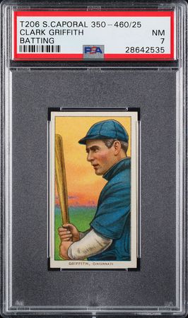 Lot #9052  T206 Sweet Caporal 350-460/25 Clark Griffith PSA NM 7 - Image 1