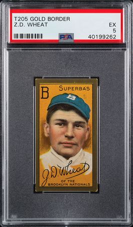 Lot #9035  T205 Gold Border Zack Wheat PSA EX-MT 5 - Image 1