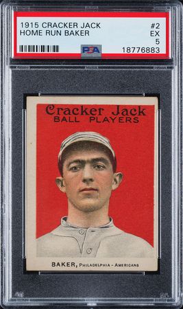 Lot #9066  1915 Cracker Jack #2 Home Run Baker PSA EX 5 - Image 1