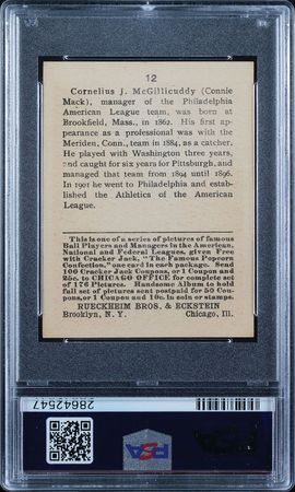 Lot #9060  1915 Cracker Jack #12 Connie Mack PSA NM 7 - Image 2