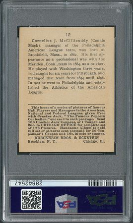 Lot #9060  1915 Cracker Jack #12 Connie Mack PSA NM 7 - Image 3