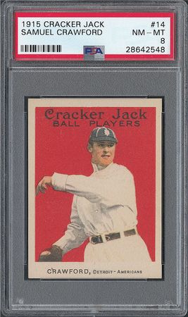 Lot #9062  1915 Cracker Jack #14 Samuel Crawford PSA NM-MT 8 - Image 4