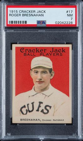 Lot #9064  1915 Cracker Jack #17 Roger Bresnahan PSA NM 7 - Image 1