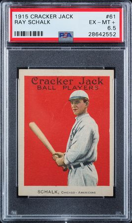 Lot #9071  1915 Cracker Jack #61 Ray Schalk PSA EX-MT+ 6.5 - Image 1