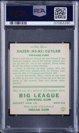 Lot #9095  1933 Goudey #23 Kiki Cuyler PSA NM 7 - Image 2