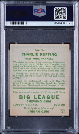 Lot #9098  1933 Goudey #56 Red Ruffing PSA NM 7 - Image 2