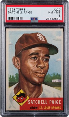 Lot #9122  1953 Topps #220 Satchel Paige PSA NM-MT 8 - Image 1