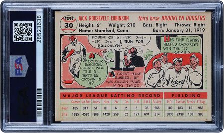 Lot #9126  1956 Topps #30 Jackie Robinson PSA NM-MT+ 8.5 - Image 2