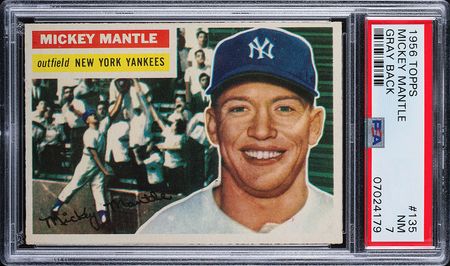 Lot #9124  1956 Topps #135 Mickey Mantle PSA NM 7 - Image 1