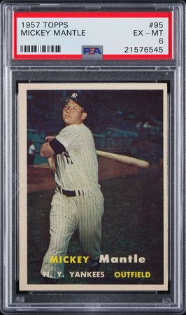 Lot #9132  1957 Topps #95 Mickey Mantle PSA EX-MT 6 - Image 1