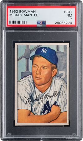 Lot #9116  1952 Bowman #101 Mickey Mantle PSA NM 7 - Image 1