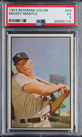 Lot #9119  1953 Bowman Color #59 Mickey Mantle PSA EX 5 - Image 1