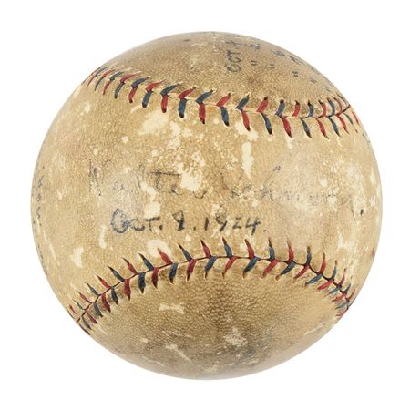 Lot #9273 Walter Johnson 1924 World Series Signed Baseball  - Image 1