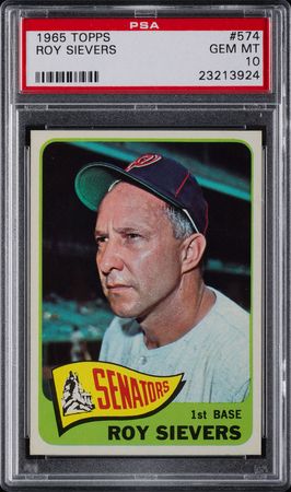 Lot #9140  1965 Topps #574 Roy Sievers PSA GEM MINT 10 - Image 1
