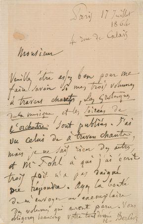 Lot #637 Hector Berlioz Handwritten Letter Signed - Image 1