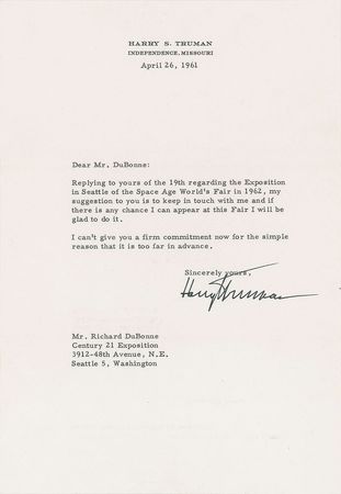 Lot #326 Harry S. Truman: Rare and desirable trio of Truman items - Image 4