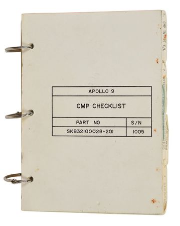 Lot #177 Apollo 9 Flown Command Module Checklist: Checklist flown on Apollo 9, heavily annotated by CMP Scott - Image 1