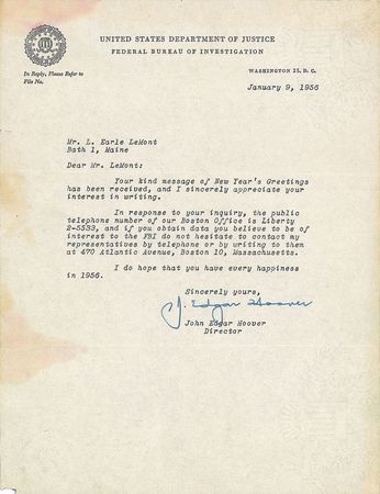 Lot #429 J. Edgar Hoover Letters - Image 1