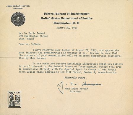 Lot #429 J. Edgar Hoover Letters - Image 2