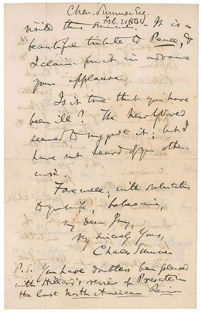 Lot #452 Charles Sumner Handwritten Letter Signed - Image 2