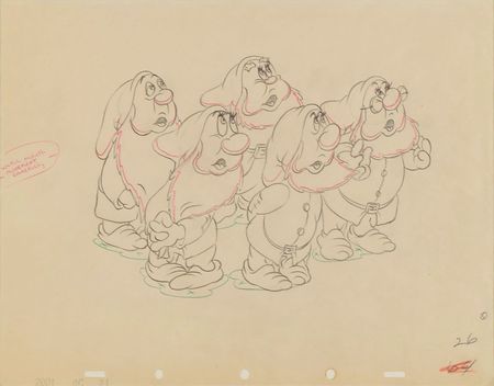 Lot #564 Dwarfs production drawing from Snow White and the Seven Dwarfs Animation Cel - Image 2